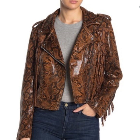 BLANK NYC animal print fringe moto jacket - Picture 2 of 15